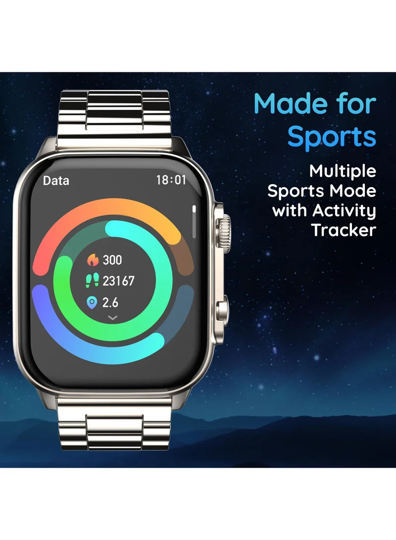 Pebble Astra 1.96" AMOLED Smartwatch for Men and Women, Always On Display, Bluetooth Calling, Voice Assistant, Heart Rate Monitoring, SpO2, Multi-Sports Modes, Titanium Metal