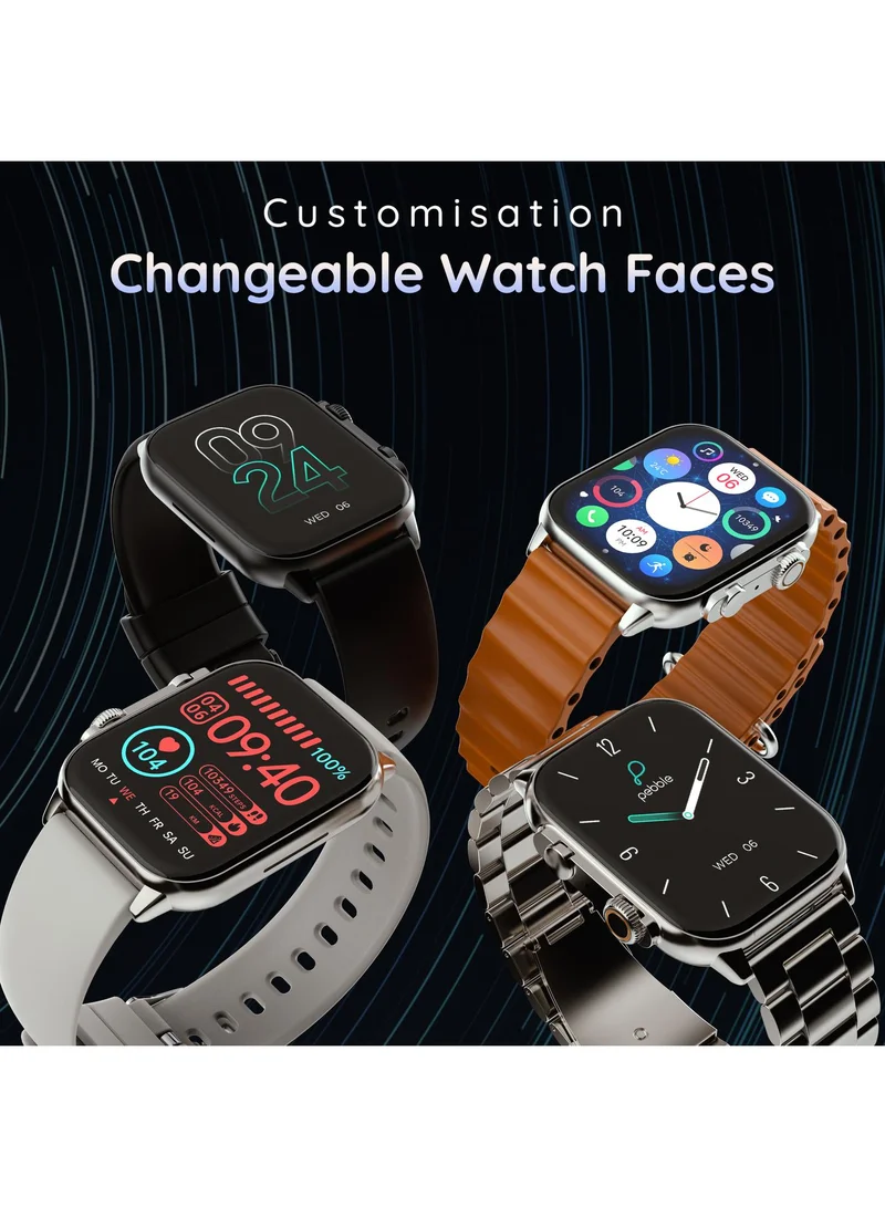 Pebble Astra 1.96" AMOLED Smartwatch for Men and Women, Always On Display, Bluetooth Calling, Voice Assistant, Heart Rate Monitoring, SpO2, Multi-Sports Modes, Titanium Metal