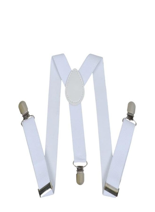 Labriciyon White Child Kids Girls Boys Suspenders Braces,Adjustable Clip on Y-Back Elastic Suspenders with Metal Clips for Boys Girls, for Kids Adjustable - Elastic Y Shape Suspender - Image 1