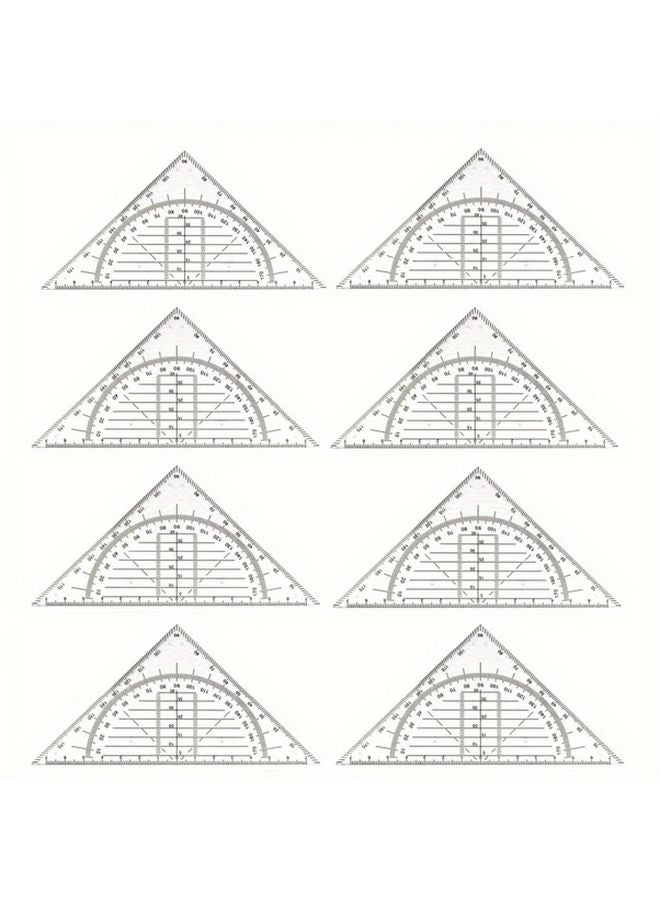 8pcs Yellow High Precision Transparent Triangle Square Set For Engineering Drawing And Sketching - Image 4