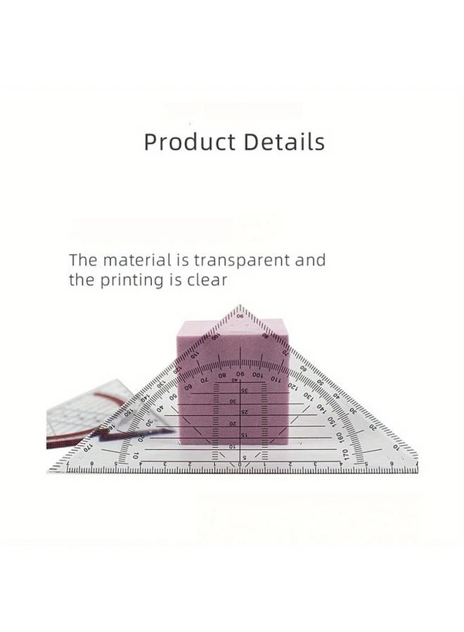 8pcs Yellow High Precision Transparent Triangle Square Set For Engineering Drawing And Sketching - Image 5