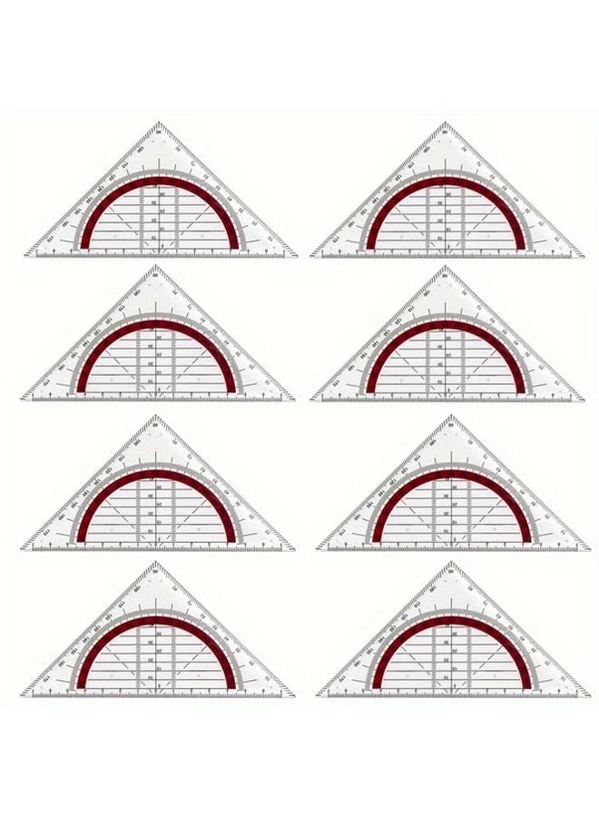8pcs Yellow High Precision Transparent Triangle Square Set For Engineering Drawing And Sketching - Image 2