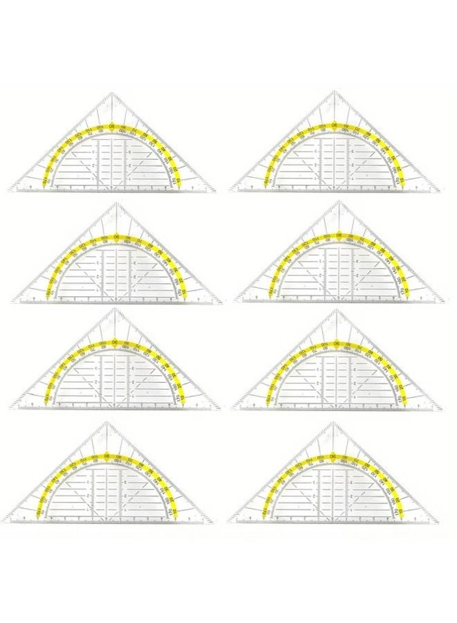 8pcs Yellow High Precision Transparent Triangle Square Set For Engineering Drawing And Sketching - Image 3