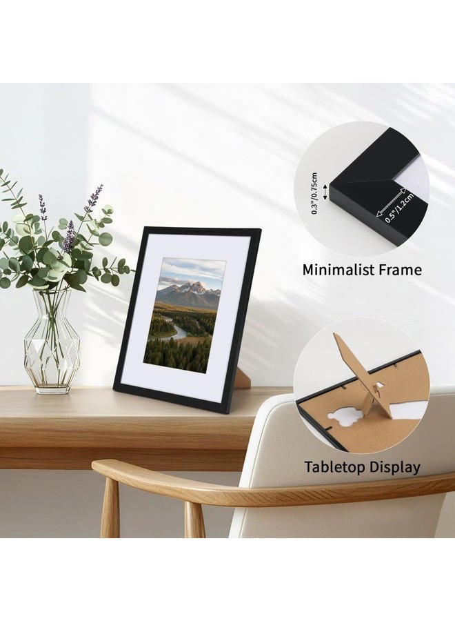 CRUGLA 8x10 Picture Frame Set of 11, Display Pictures 5x7 with Mat or 8x10 Without, Multi Photo Frames Bulk, Wall and Tabletop Display, Black - Image 4