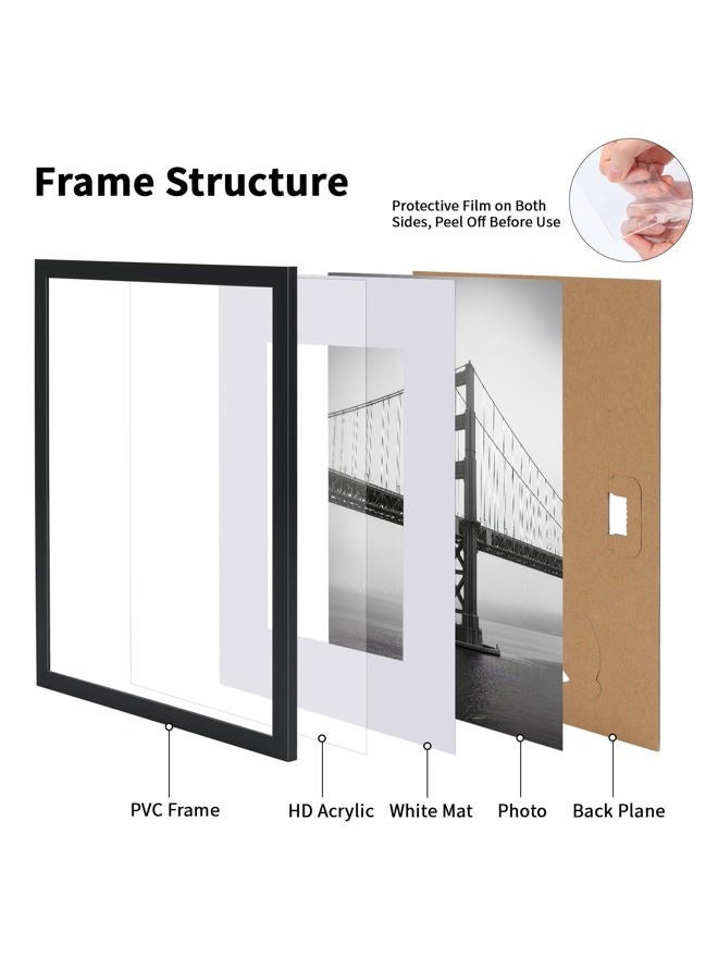 CRUGLA 8x10 Picture Frame Set of 11, Display Pictures 5x7 with Mat or 8x10 Without, Multi Photo Frames Bulk, Wall and Tabletop Display, Black - Image 3