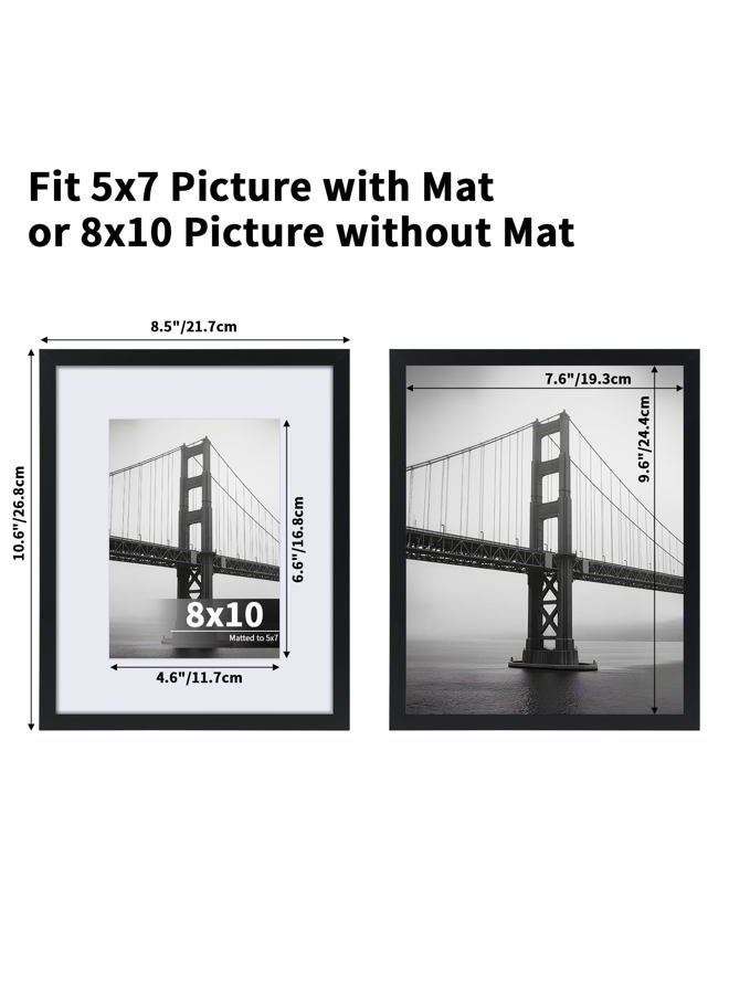 CRUGLA 8x10 Picture Frame Set of 11, Display Pictures 5x7 with Mat or 8x10 Without, Multi Photo Frames Bulk, Wall and Tabletop Display, Black - Image 2