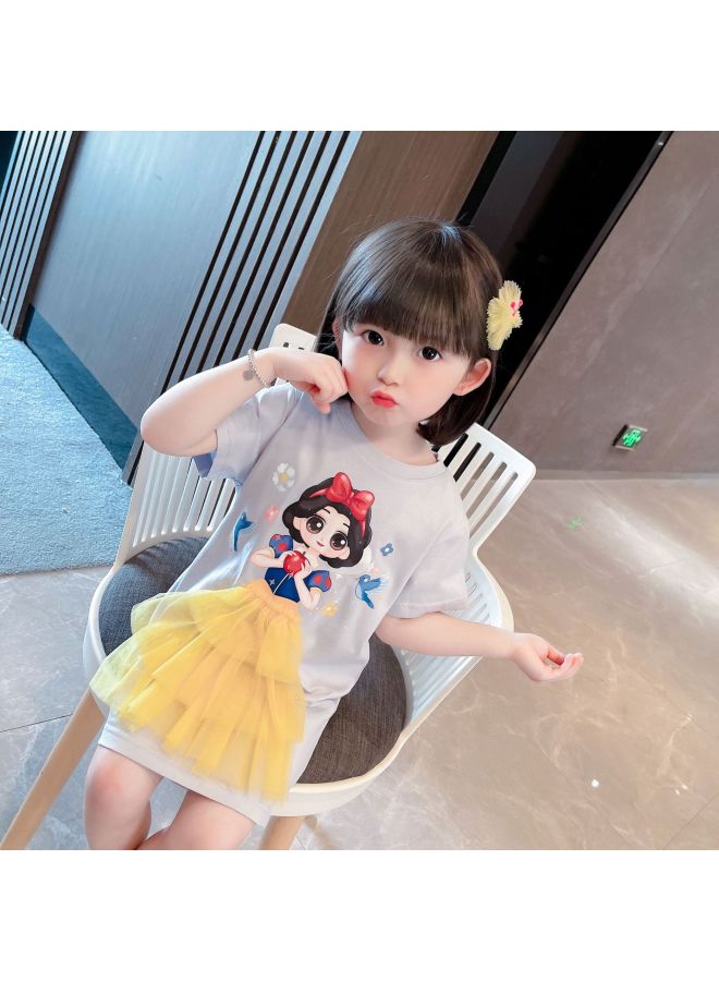 Girls' Dress Baby Summer New Children's Short-sleeved T-shirt Dress Summer Girls' Baby Girl's Western Style Princess Dress T-shirt