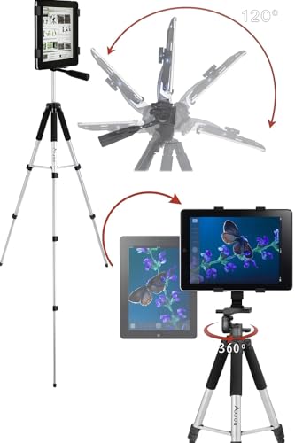 Acuvar 57" inch Pro Series Aluminum Tripod with an Tablet Tripod Mount Adapter for Apple iPad, iPad Air, iPad mini & Most Other, Tablet Floor Stand Compatible with iPad Pro, Camera - Image 4