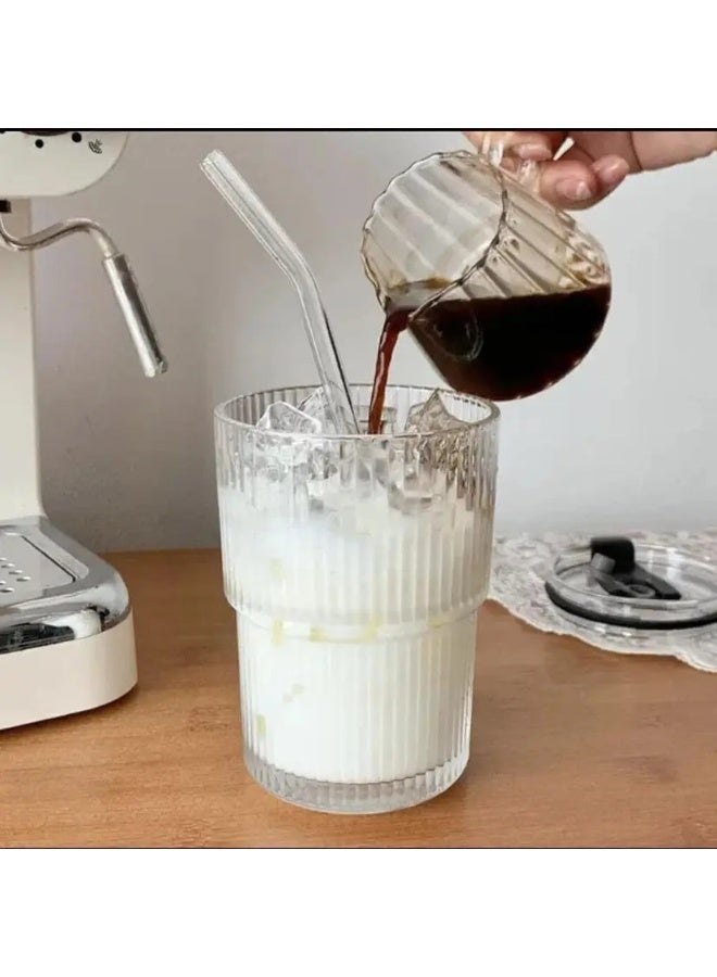 Glass tumbler Drinking Coffee Cup Sipper Glass with Straw and lid Glass Tumbler  (400 ml) - Image 3