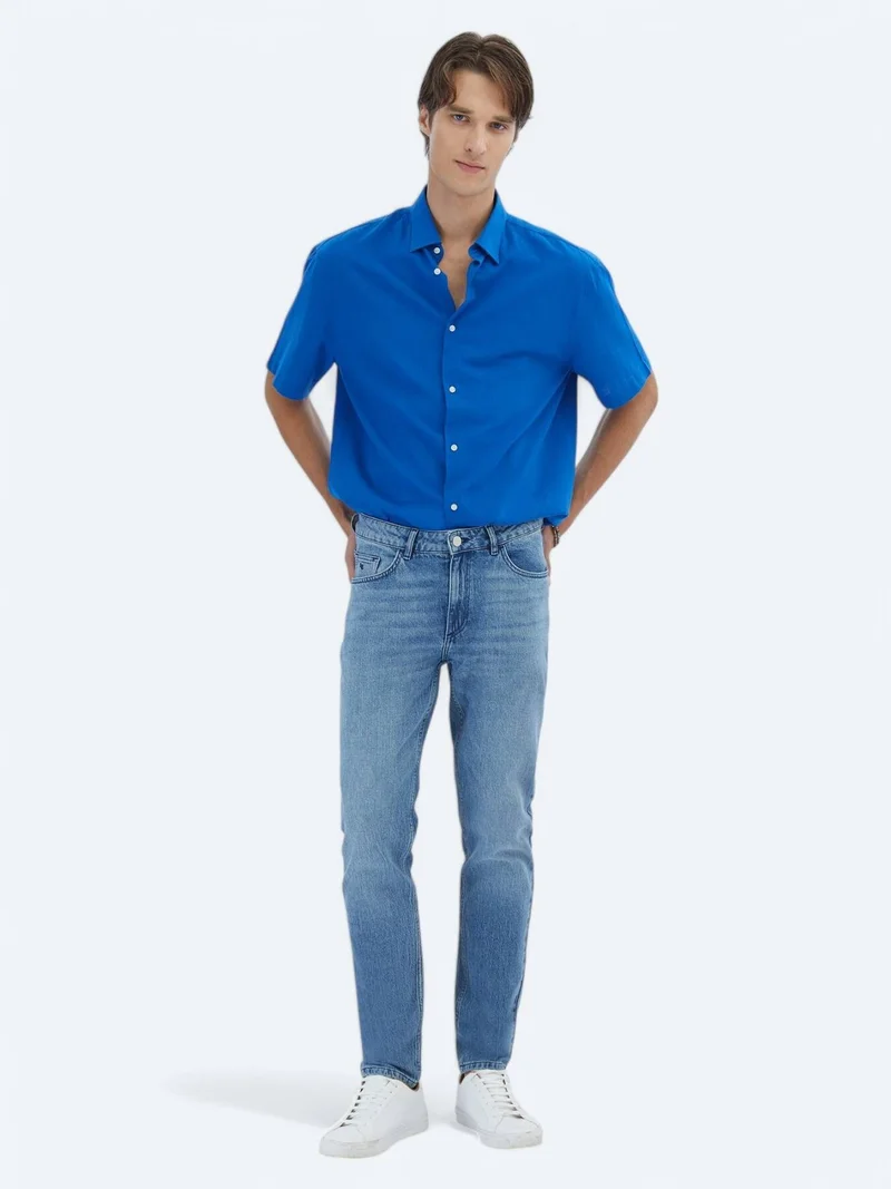 Kip Saks Oversize Fit Short Weaving Casual 100% Cotton Shirt