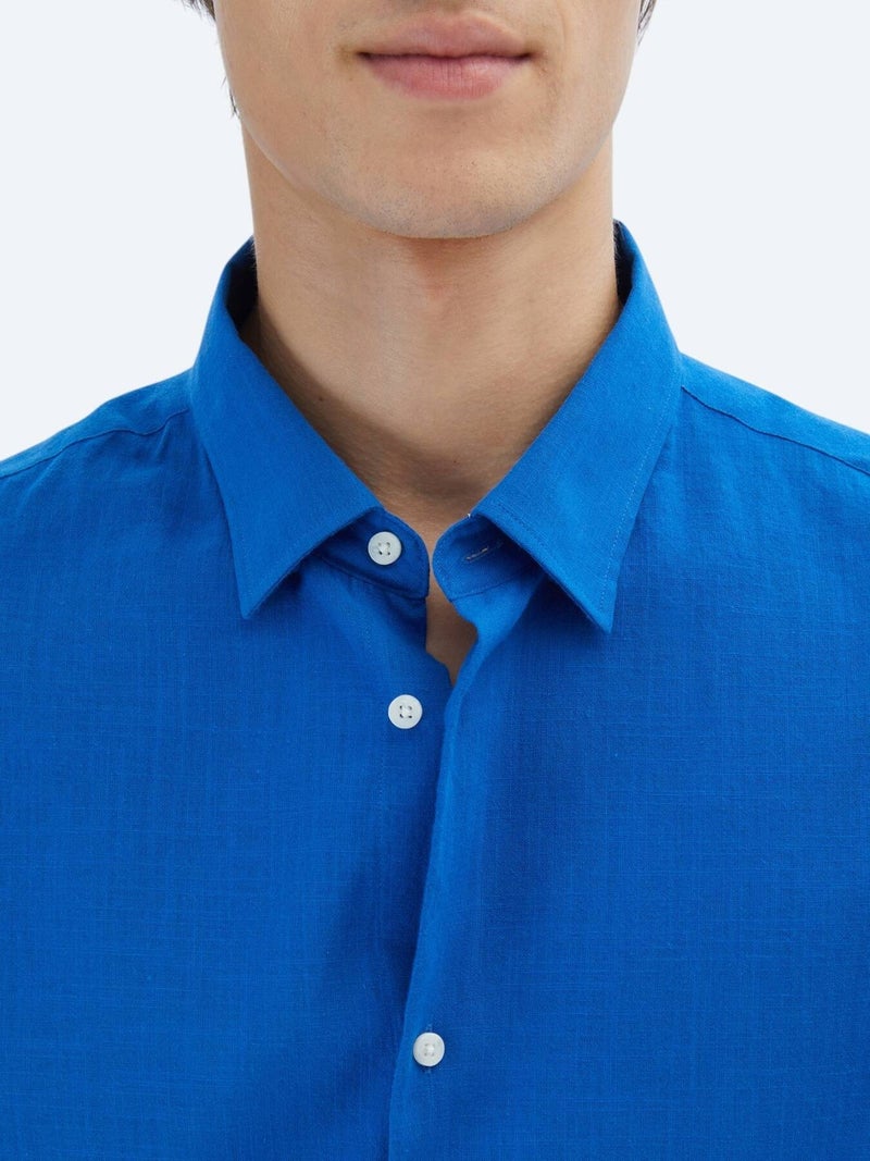 Kip Saks Oversize Fit Short Weaving Casual 100% Cotton Shirt - Image 5