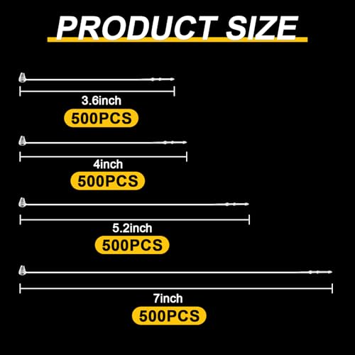 SBYURE 2000 Pieces Plastic Tag Fastener Hang Tag Snap Lock Pin Security Loop for Retail Store ClothingMixed Sizes 35 Inch4 Inch5 Inch7 Inch - Image 3