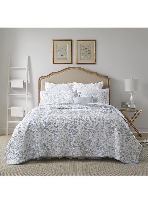 Home Amberley Collection Quilt Set 100 Percent Cotton Breathable And Lightweight Reversible Bedding Pre Washed For Added Softness Twin Spa Blue