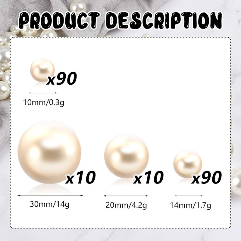 ZEBMOON 200PCS Milk White Faux Pearls Beads for Centerpiece Vases, Vase Filler Faux Pearls, No Holes Filler Beads for Party Anniversary Birthday Wedding Table Decor, 10/14/20/30mm - Image 2