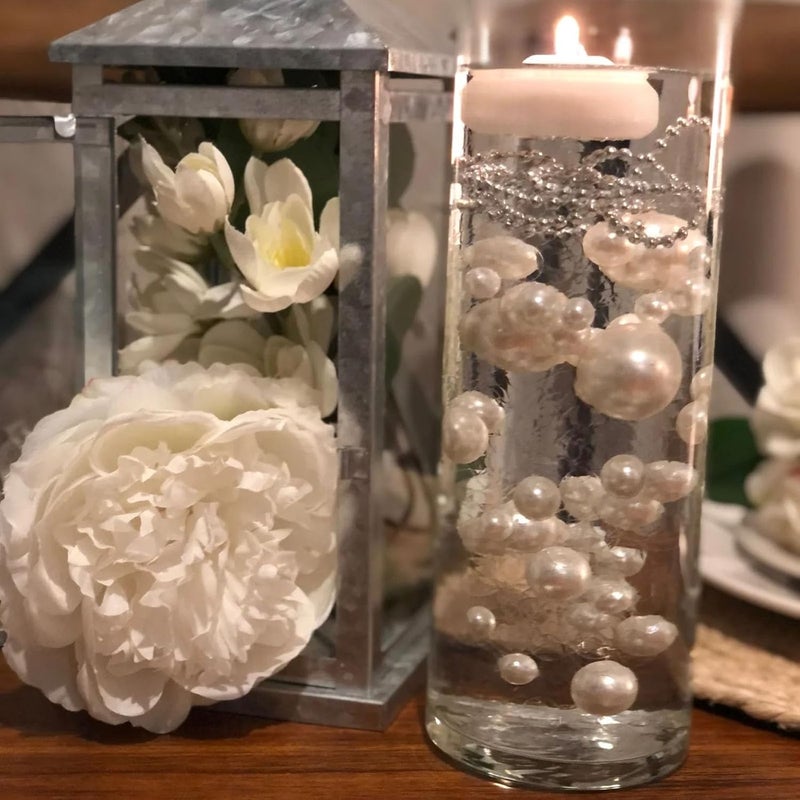 ZEBMOON 200PCS Milk White Faux Pearls Beads for Centerpiece Vases, Vase Filler Faux Pearls, No Holes Filler Beads for Party Anniversary Birthday Wedding Table Decor, 10/14/20/30mm - Image 5