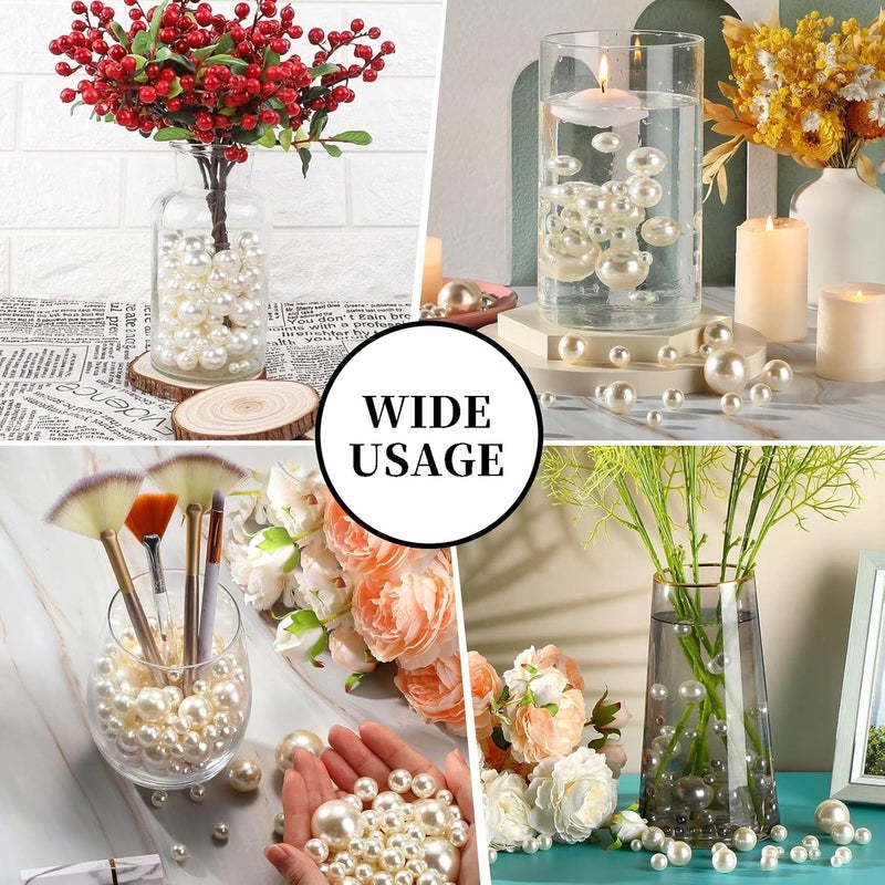 ZEBMOON 200PCS Milk White Faux Pearls Beads for Centerpiece Vases, Vase Filler Faux Pearls, No Holes Filler Beads for Party Anniversary Birthday Wedding Table Decor, 10/14/20/30mm - Image 4