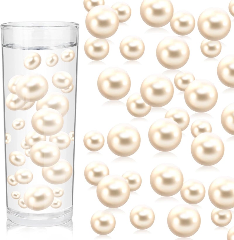 ZEBMOON 200PCS Milk White Faux Pearls Beads for Centerpiece Vases, Vase Filler Faux Pearls, No Holes Filler Beads for Party Anniversary Birthday Wedding Table Decor, 10/14/20/30mm - Image 1