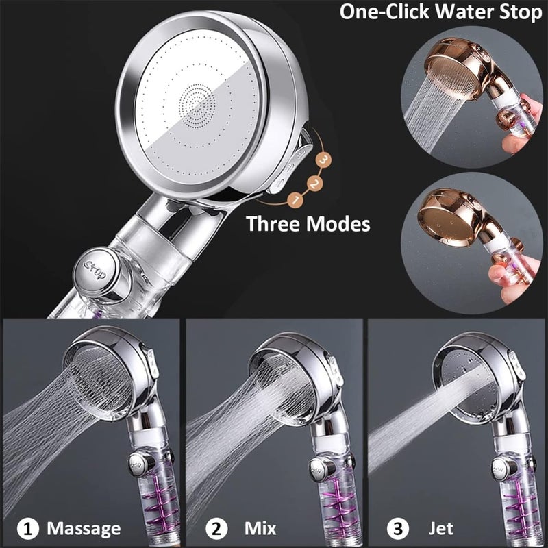 klarako High Pressure Shower Heads, 360°Rotating Power Turbocharged Shower Heads, Handheld Shower Heads with 3 Adjustable Mode, Ionic Filtered High Pressure Shower Head for Bathroom (Blue) - Image 3