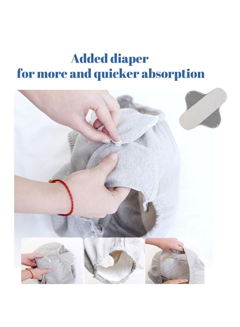 KASTWAVE Incontinence Underwear for Men and Women TPU Leakage-Proof Adult Cloth Diaper Nappy with Inserts Reusable and Washable Absorbent Urinary Briefs for The Elderly Disabled Postpartum XL Grey - Image 4