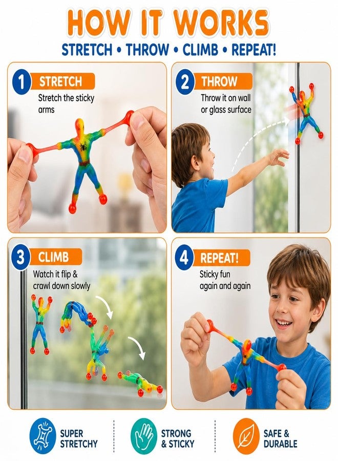 PUJI Wall Climbing Sticky Man Toy (Pack of 5) - Stretchy Climbing Action Figures for Kids, Sticky Wall Crawler Party Favor & Birthday Return Gift, Random Colors - Image 2