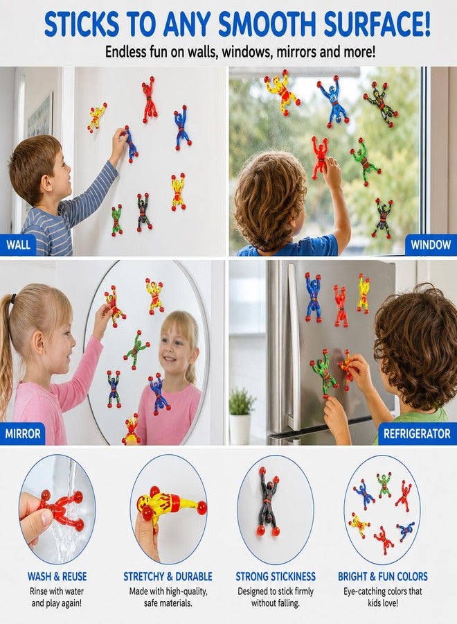 PUJI Wall Climbing Sticky Man Toy (Pack of 5) - Stretchy Climbing Action Figures for Kids, Sticky Wall Crawler Party Favor & Birthday Return Gift, Random Colors - Image 5