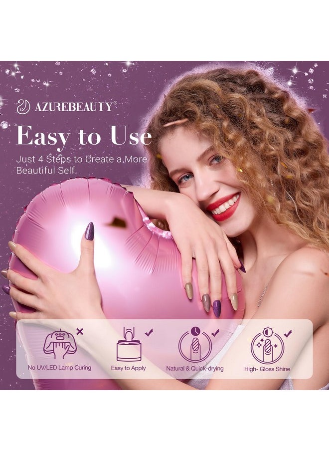 AZUREBEAUTY - AZUREBEAUTY Dip Powder Nail Kit, 4 Colors Brown Purple Glitter Dipping Powder Starter Liquid Set Recycling Tray with Base & Top Coat Activator for French Nail Art Manicure Salon DIY at Home - Image 1