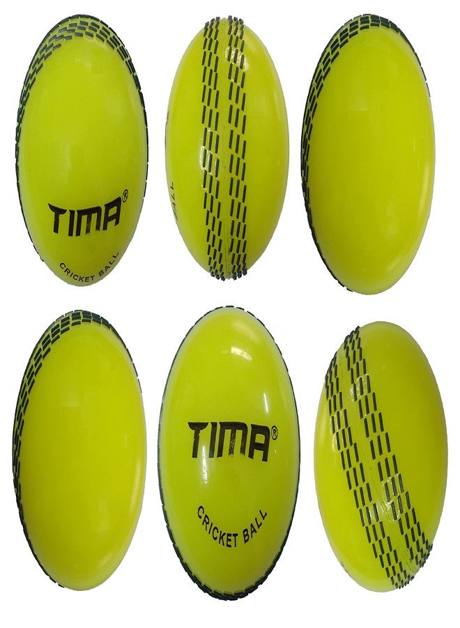 TIMA Sports Fun Poly Hard Synthetic Red Cricket Ball (Yellow Pack of 6) - Image 1