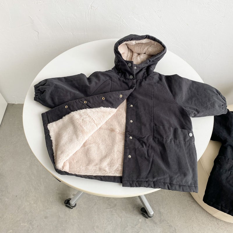 Kids Hooded Cotton Jacket Autumn Winter D60323 Dark Gray 