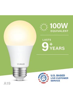 Sigalux Led Light Bulbs 100 Watt Equivalent Standard Light Bulbs,A19 Warm Light Bulbs 2700K Soft White,Non-Dimmable 13W Energy Efficient E26 Medium Base,1500Lm,Ul Listed,12 Packs  - Image 2