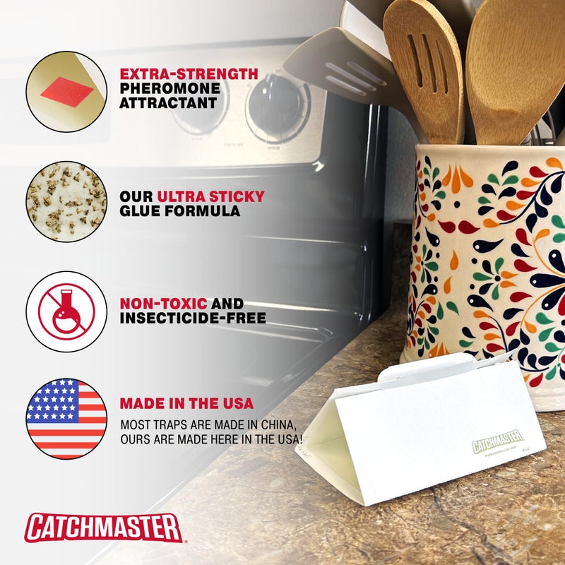 Catchmaster Pantry Pest & Moth Traps 6-Pk, Bug Killer for Kitchen Storage & Pantry Cabinet, Sticky Moth Traps for House, Protect Pet Food, Kitchen Cabinets & Pantry Storage, Pet Safe Glue Traps - Image 4