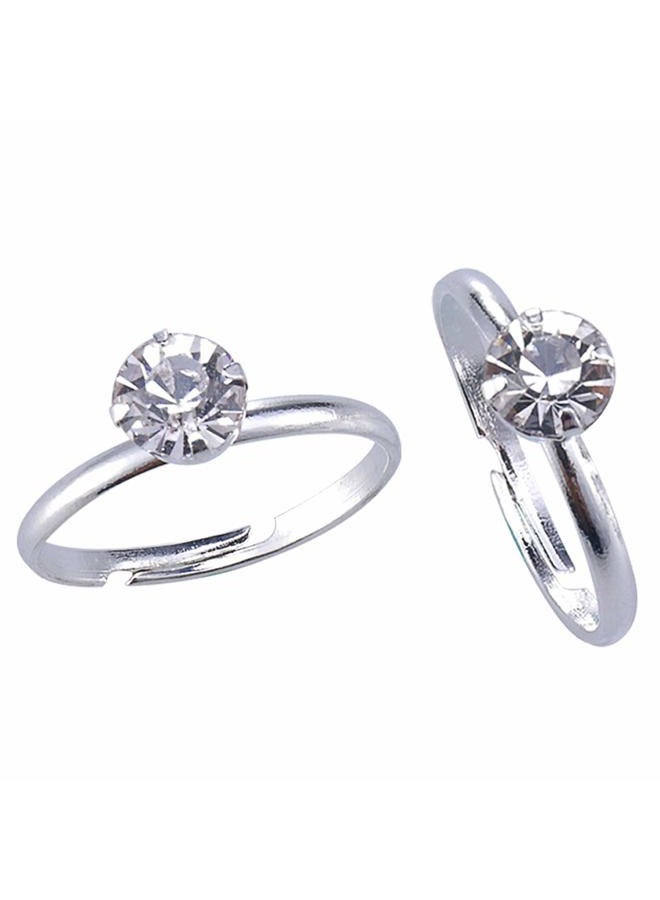 Topoox Bridal Shower Rings 40 Pack Silver Diamond Engagement Rings for Wedding Table Decorations Party Favors Arts & Crafts by - Image 1