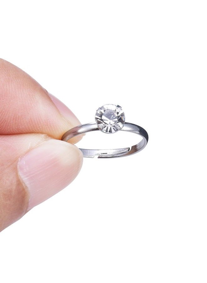 Topoox Bridal Shower Rings 40 Pack Silver Diamond Engagement Rings for Wedding Table Decorations Party Favors Arts & Crafts by - Image 3