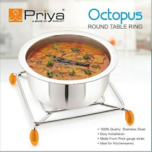 Priya Heavy Stainless Steel Hot Pot Stand – Square, Large Size Trivet for Kitchen Countertop, Heat-Resistant, Rust-Proof, Durable Support for Hot Pots, Pans, Cookware – Silver Finish - Image 3