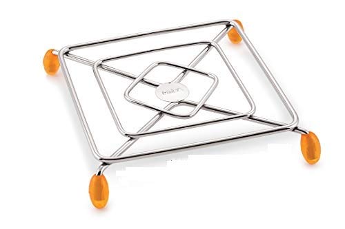 Priya Heavy Stainless Steel Hot Pot Stand – Square, Large Size Trivet for Kitchen Countertop, Heat-Resistant, Rust-Proof, Durable Support for Hot Pots, Pans, Cookware – Silver Finish - Image 1