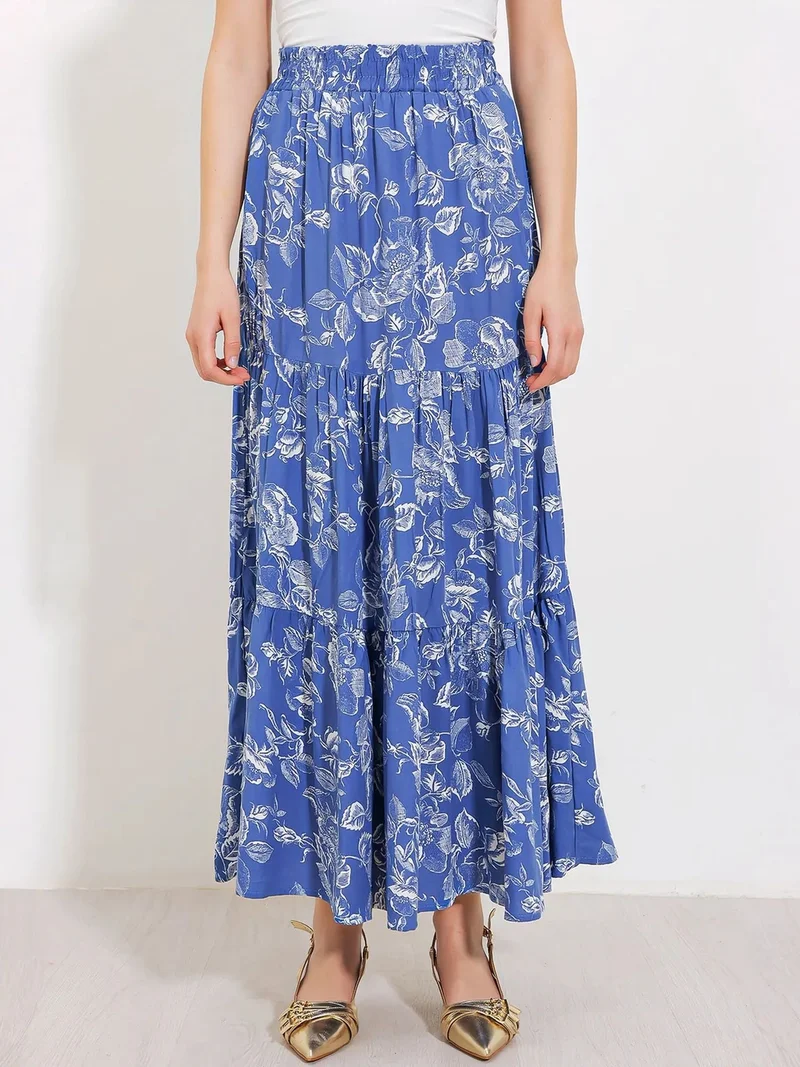Big Dart Oxford Blue BDART Maxi Patterned Relaxed Fit Skirt for Women | Best Price UAE