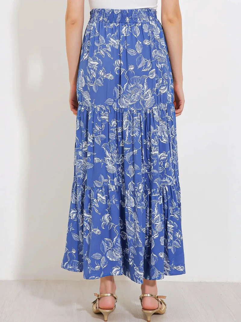 Big Dart Oxford Blue BDART Maxi Patterned Relaxed Fit Skirt for Women | Best Price UAE