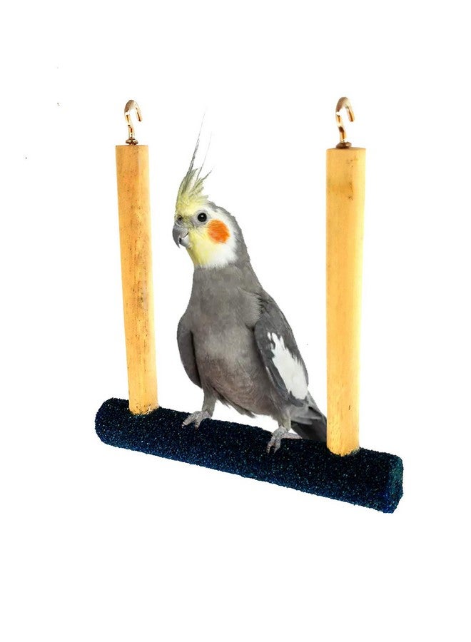Western Era Hanging Sand Wooden Perch Toy Playful Climbing Cage Accessory Perch Bird Stand/Toy (Large) - Image 1