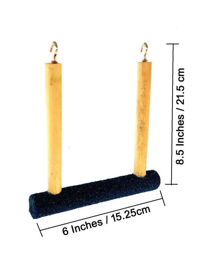 Western Era Hanging Sand Wooden Perch Toy Playful Climbing Cage Accessory Perch Bird Stand/Toy (Large) - Image 2