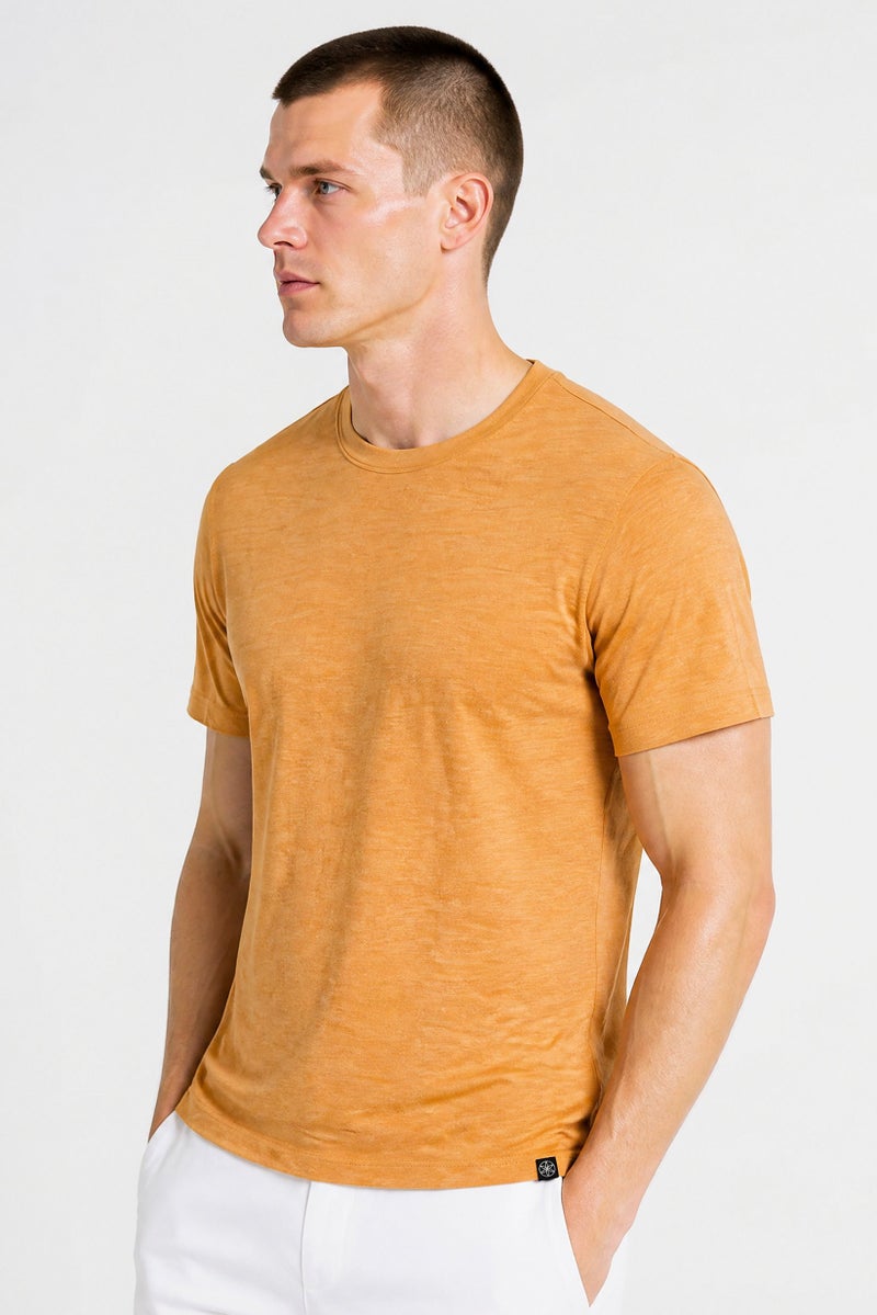 Gaiam Men Slim Fit Short Sleeve Training T-Shirt, Tan - Image 4