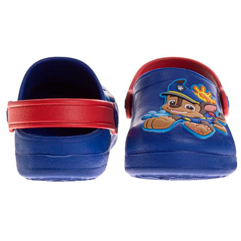 Josmo Kids Paw Patrol Clog Sandal Waterproof Slip-On Slides for Boys - Chase and Marshall Closed Toe Clogs with Backstrap - Blue Red (Size 9-10 Toddler) - Image 2