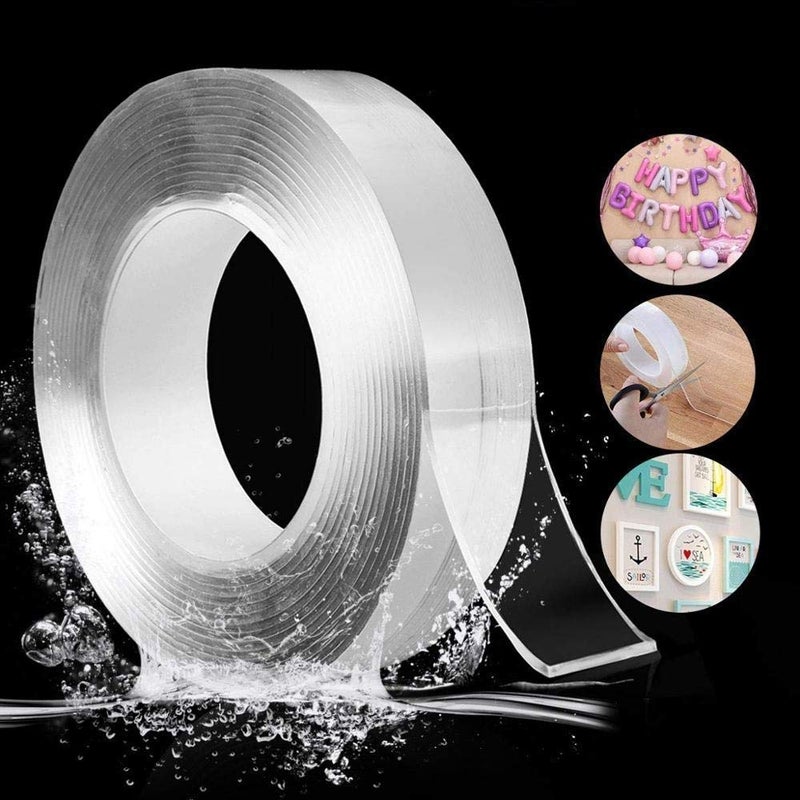 2V BROTHERS 2V BROTHERS 3MM Grip tap Double side Washable Nano Gel Tape Heavy Duty Reusable Clear Adhesive Tape Mounting Home Decor Paste Photos and Posters Fix Carpet Mats Anti-Slip Tape  - Image 1