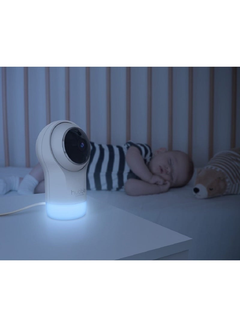 hubble connected - Hubble Connected Nursery Pal Glow+ - Smart Baby Monitor For Infants/Babies With Wireless Security Video Camera For Nursery - 5 Inch Full Hd Parent Unit, 2 - Way Talk, Sleep Trainer,Infrared Night Vision - White - Image 1