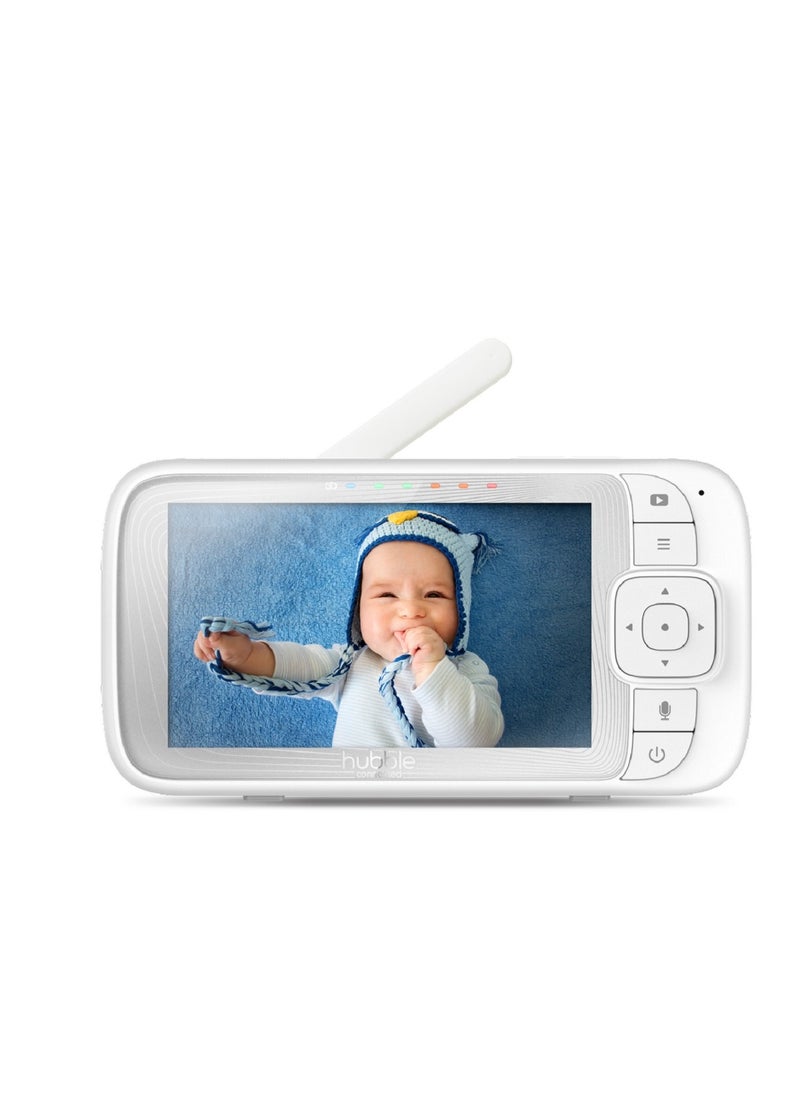 hubble connected - Hubble Connected Nursery Pal Glow+ - Smart Baby Monitor For Infants/Babies With Wireless Security Video Camera For Nursery - 5 Inch Full Hd Parent Unit, 2 - Way Talk, Sleep Trainer,Infrared Night Vision - White - Image 1