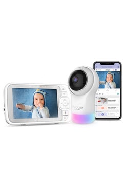 hubble connected Hubble Connected Nursery Pal Glow+ - Smart Baby Monitor For Infants/Babies With Wireless Security Video Camera For Nursery - 5 Inch Full Hd Parent Unit, 2 - Way Talk, Sleep Trainer,Infrared Night Vision - White  - Image 5