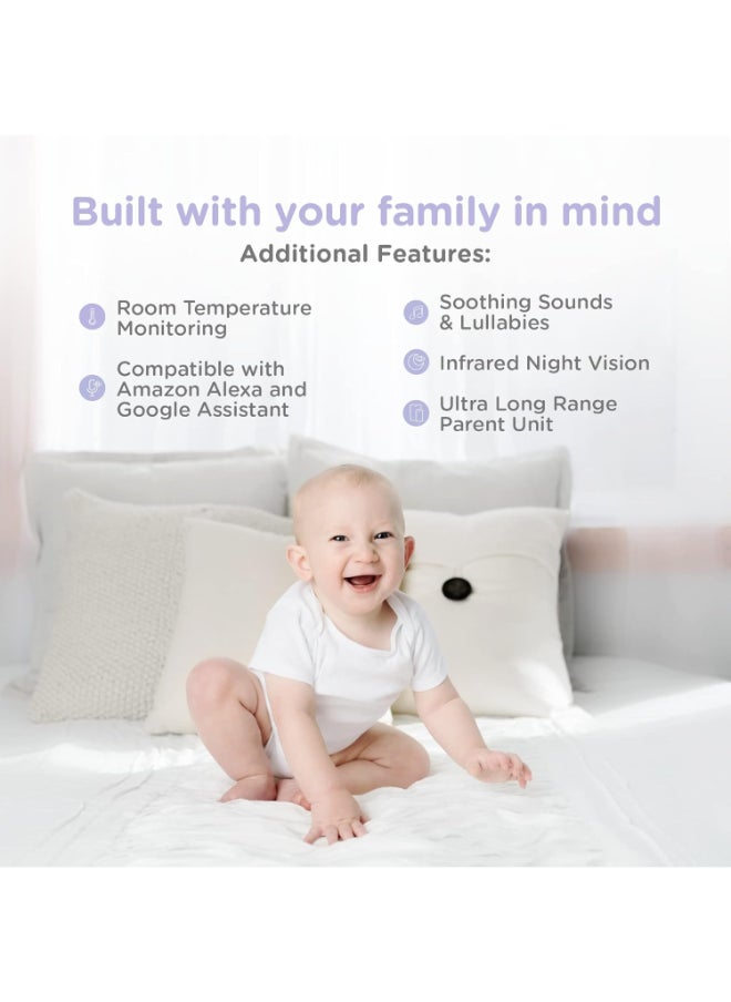 hubble connected - Hubble Connected Nursery Pal Glow+ - Smart Baby Monitor For Infants/Babies With Wireless Security Video Camera For Nursery - 5 Inch Full Hd Parent Unit, 2 - Way Talk, Sleep Trainer,Infrared Night Vision - White - Image 1
