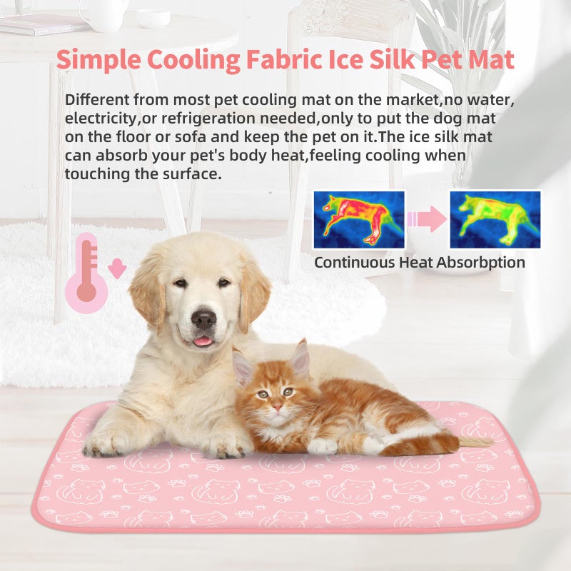 NWK Pet Cooling Mat -Q-Max>0.345 Ice Silk Cooling Mat for Dogs & Cats Portable & Washable Pet Cooling Blanket, Car Seats, Beds for Summer (Pink Cat, 20'' X 16'' X 0.3'') - Image 5