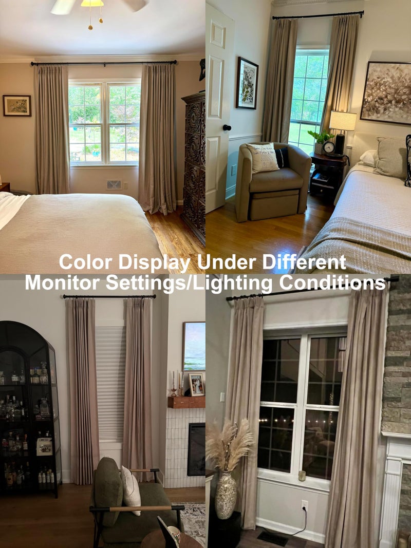 Vision Home Sand Pinch Pleated Full Blackout Curtains Linen Blended Room Darkening Window Curtains 90 inch for Living Room Bedroom Thermal Insulated Pinch Pleat Drapes with Hooks 2 Panel 40" Wx90 L - Image 3