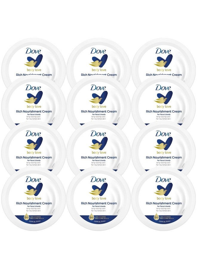 دوف كريم دوف بودي لوف المغذي الغني، لوشن للوجه واليدين والجسم للبشرة شديدة الجفاف، سريع الامتصاص، مرطب يدوم 72 ساعة مع سيروم السيراميد، حجم مناسب للسفر، 2.53 أونصة (عبوة من 12 قطعة) - Image 1