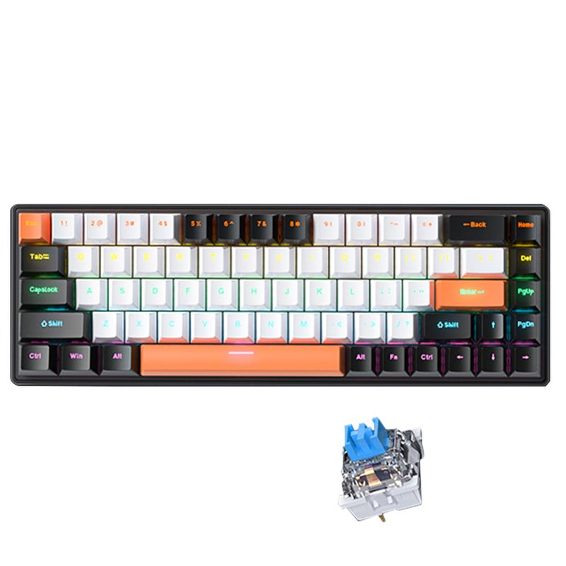 68-Key Mechanical Keyboard 68 Keys Layout FN Shortcut Full Anti-Ghosting Colorful Backlight Multiple 10 Lighting Modes Detachable Cable Dual-color Injection Keycaps Durability Multi-system - Image 1
