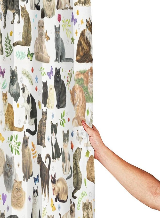 bositigo Cat Shower Curtain for Bathroom with Hooks, Cute Cartoon Colorful Kitty with Pets Paw for Cat Lovers Gift for Kids Girls Novelty Multicolor Decorative Fabric Shower Curtain 72x72 - Image 3